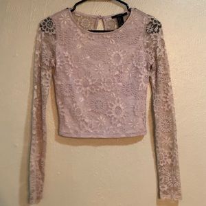 Forever 21 Long Sleeve Lace Crop Top